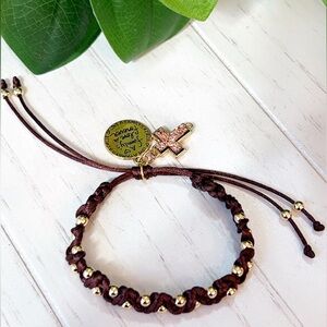 Brown Beaded Bracelet with Gold Accents